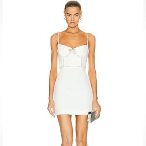 Self Portrait White Crepe Bow Mini Dress